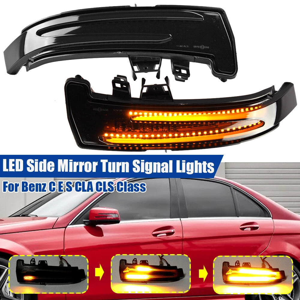 LED Sequential Turn Signal Side Mirror Lights for Benz C E S CLA CLS Class (2010–2023)