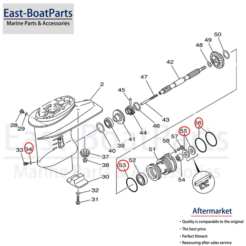 Propeller Shaft Seal Kit for Yamaha Outboard (93210-64ME7, 93210-65M50)