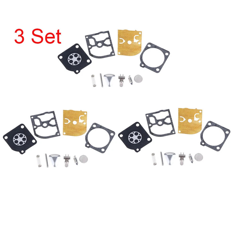 Set of 3 Carburetor Repair Kits for Jonsered 2041 2045 2050 (ZAMA RB-45 C1Q-EL1)