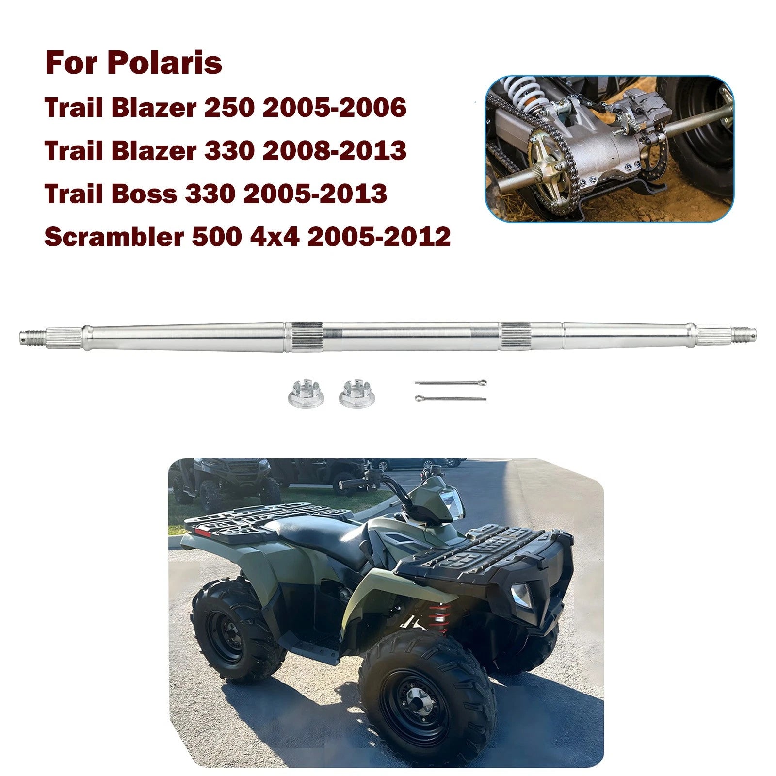Rear Axle Shaft for Polaris Trail Blazer 250 (2005–2006) 5133967 7543005