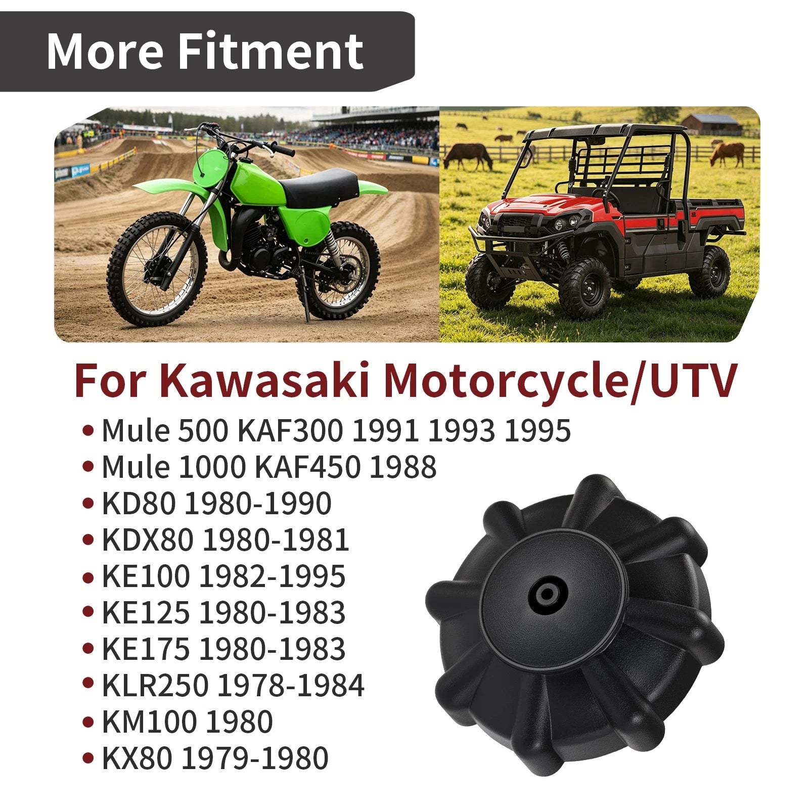 Fuel Tank Cap 51048-1004 for Kawasaki Mule 500 1991–1995, Mule 1000 1988