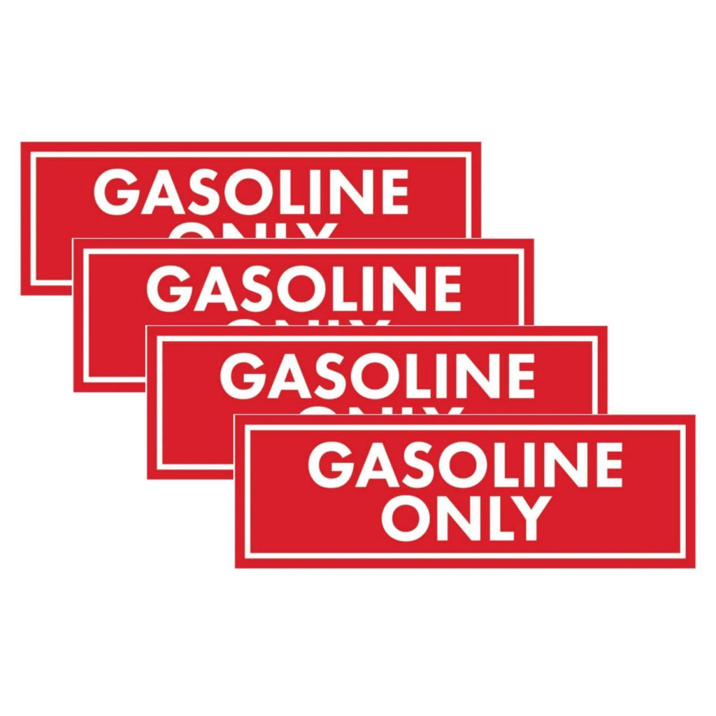 Set of 4 Gasoline Only Stickers for Fuel Tank Caps - Waterproof Adhesive