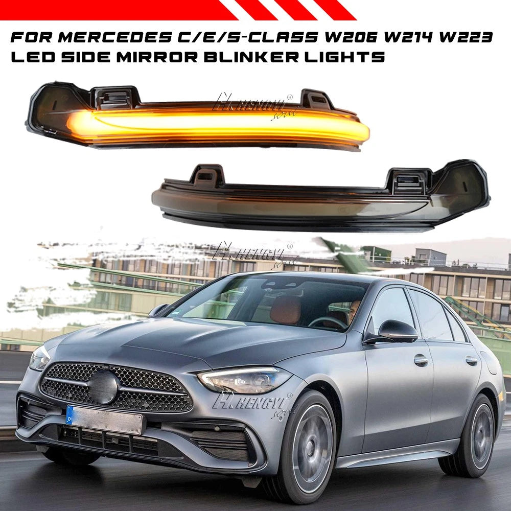 2X Dynamic Amber LED Side Mirror Turn Signal Light for Benz W206 W214 W223