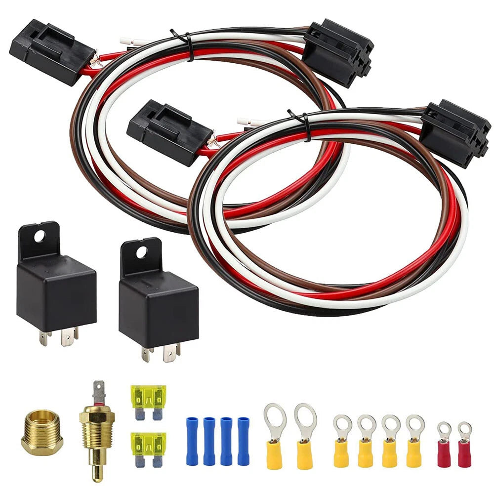 Dual Electric Fan Relay Wiring Harness Kit for Universal Applications (175-185)