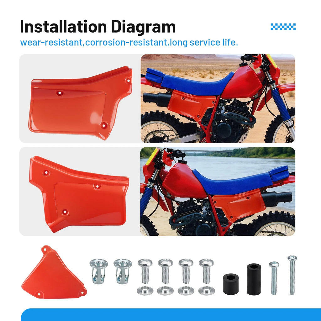 Set of 2 Side Panel Covers for Honda XR200R (1984–2002) Red