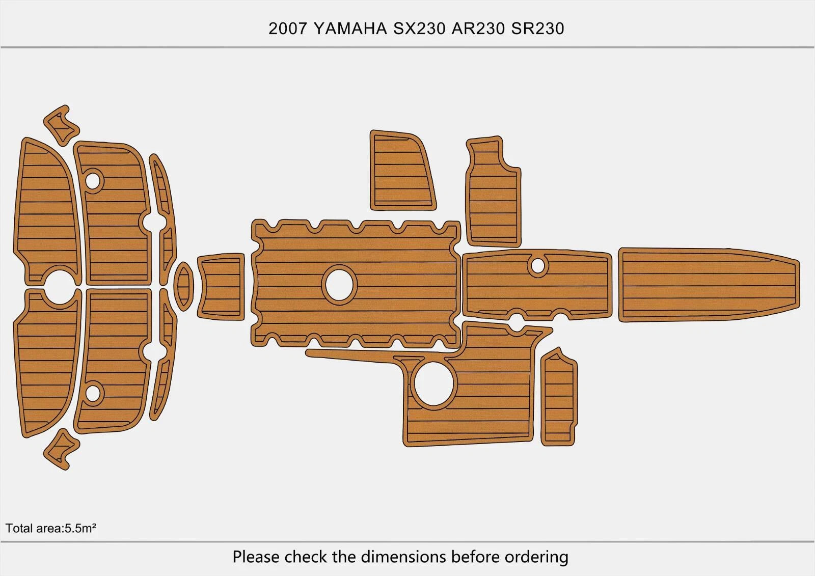 EVA Faux Teak Floor Mat for Yamaha SX SR AR 230 (2008)