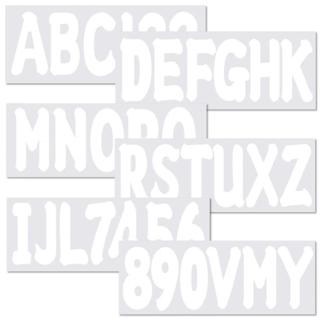 Set of 4 Boat Numbers and Letters Decal Stickers A-Z 0-9 White