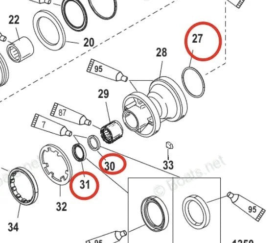 Lower Gearcase Propeller Shaft Oil Seal for Mercury Marine (26-14077, 25-896524)