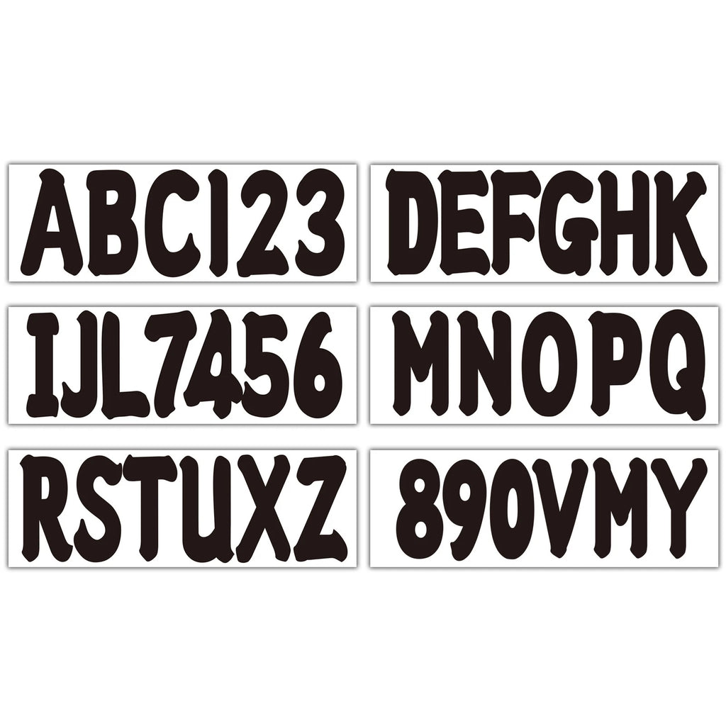 Set of 4 Black Marine Boat Sticker Decals A-Z & 0-9 (3")