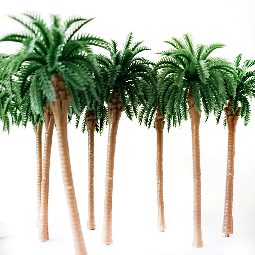 10Pcs 4.33" Coconut Palm Trees for Garden Railway Landscape Scenery