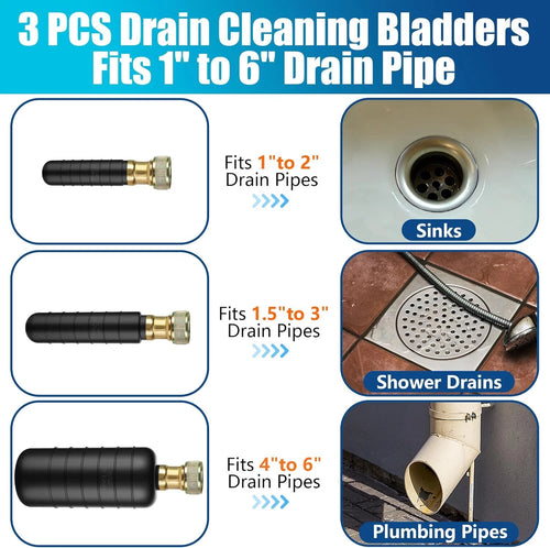 1"–6" Drain Cleaning Bladder for Clogged Sewer Pipe