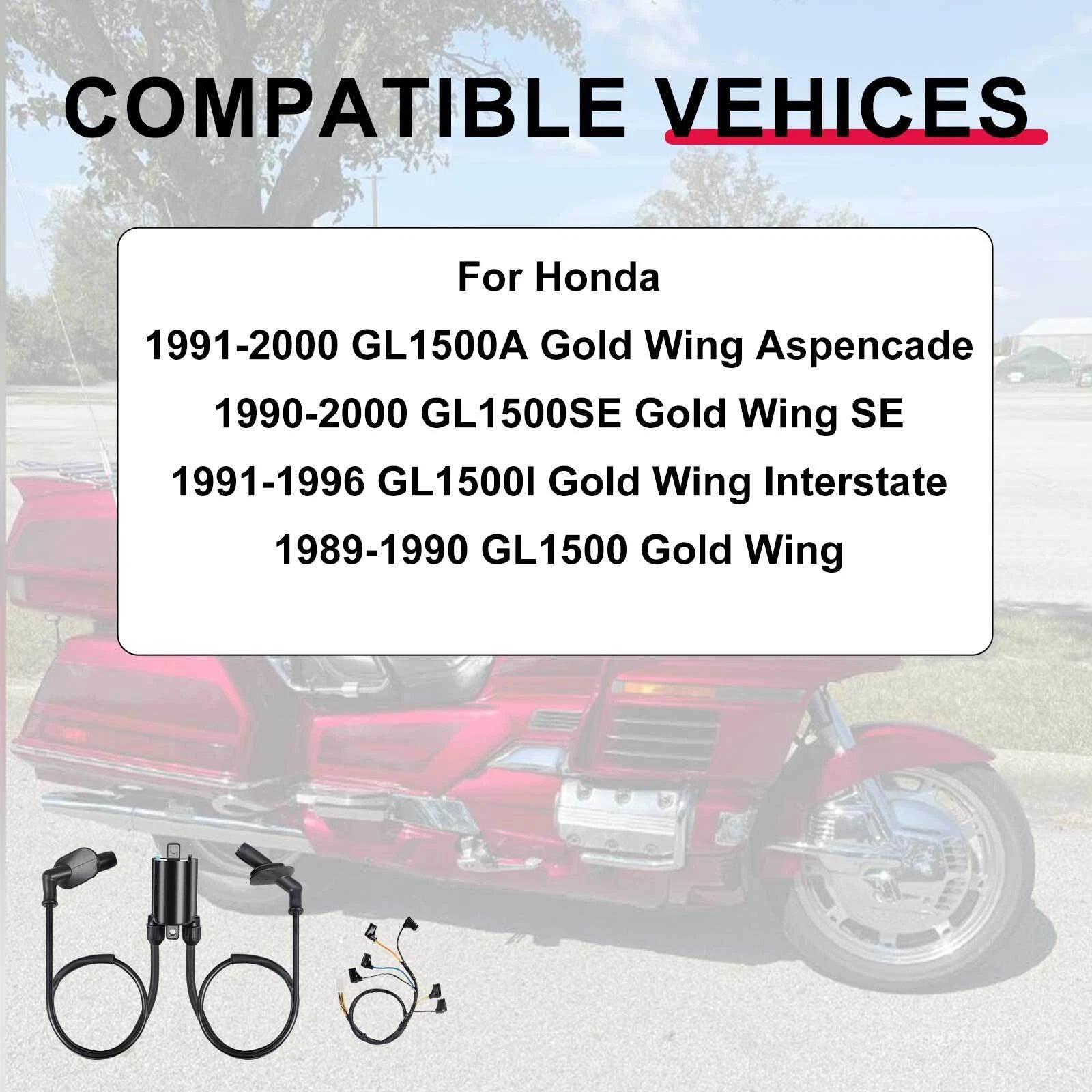 Set of 3 Ignition Coil Caps + Sub-Wires for Honda Gold Wing 1500 (1988–2000)