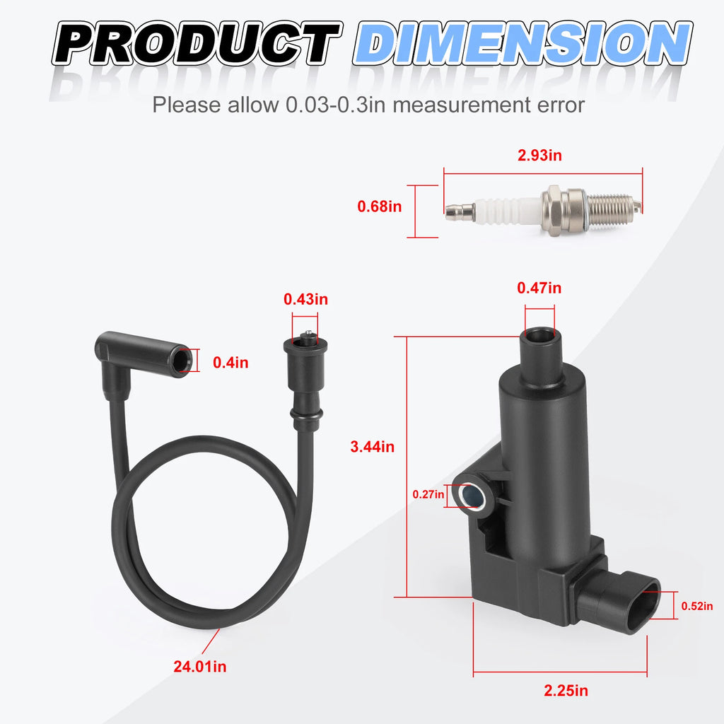 Ignition Coil & Spark Plug & Wire Cap for Coleman UT400 UT500 Axis 500 Spire 250
