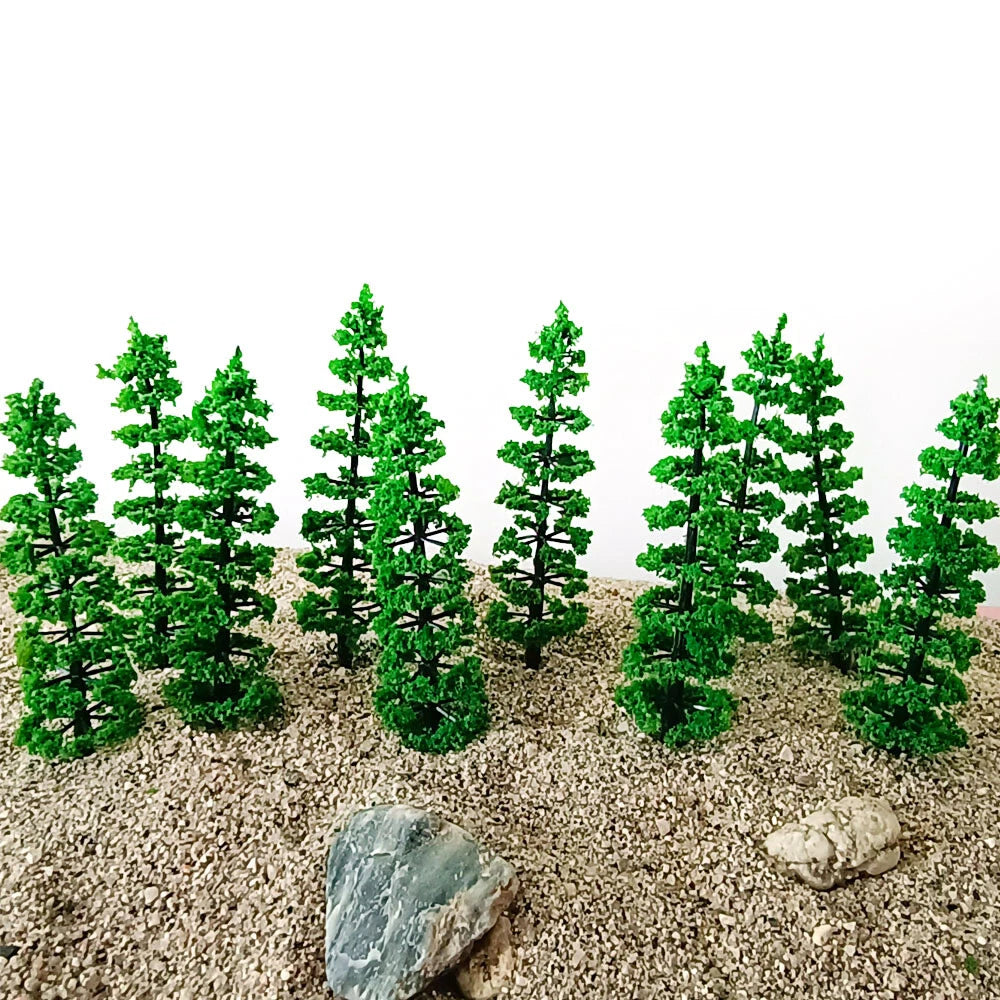 Set of 10 Model Tree Landscape Ornaments for Train Railway Scenery (9cm)