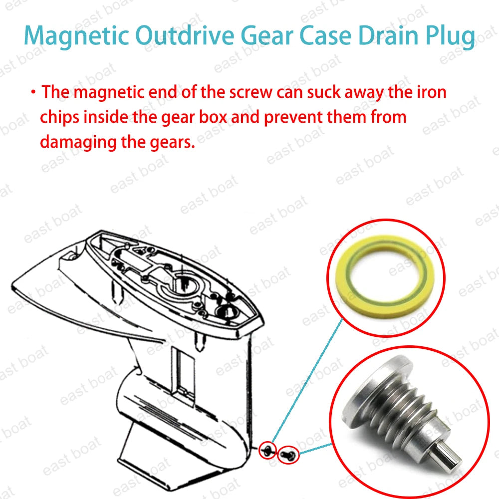 Marine Gearcase Drain Plug Screw Kit for Mercruiser Alpha One Gen II (1991–2000) 8M0058389