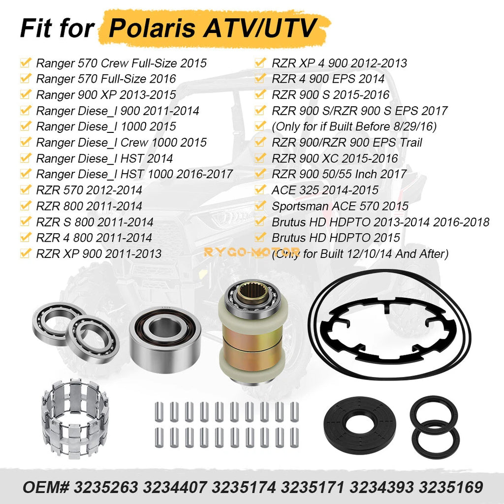 Front Differential Rebuild Kit Output Hub for Polaris Ranger RZR 570 800 900 (2010–2019)