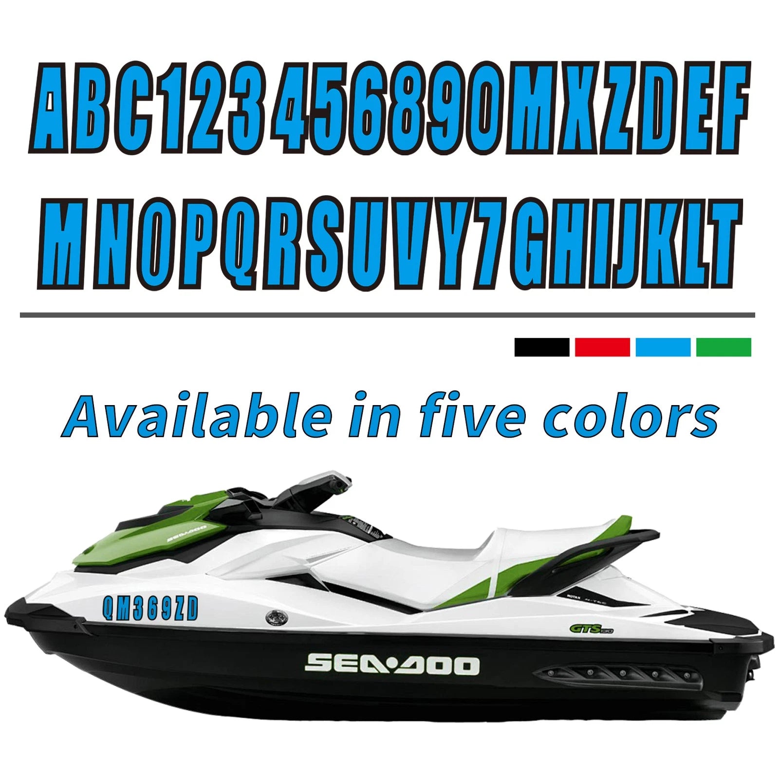 Set of 4 Blue Decal Stickers A-Z & 0-9 for Boat Numbers 3"