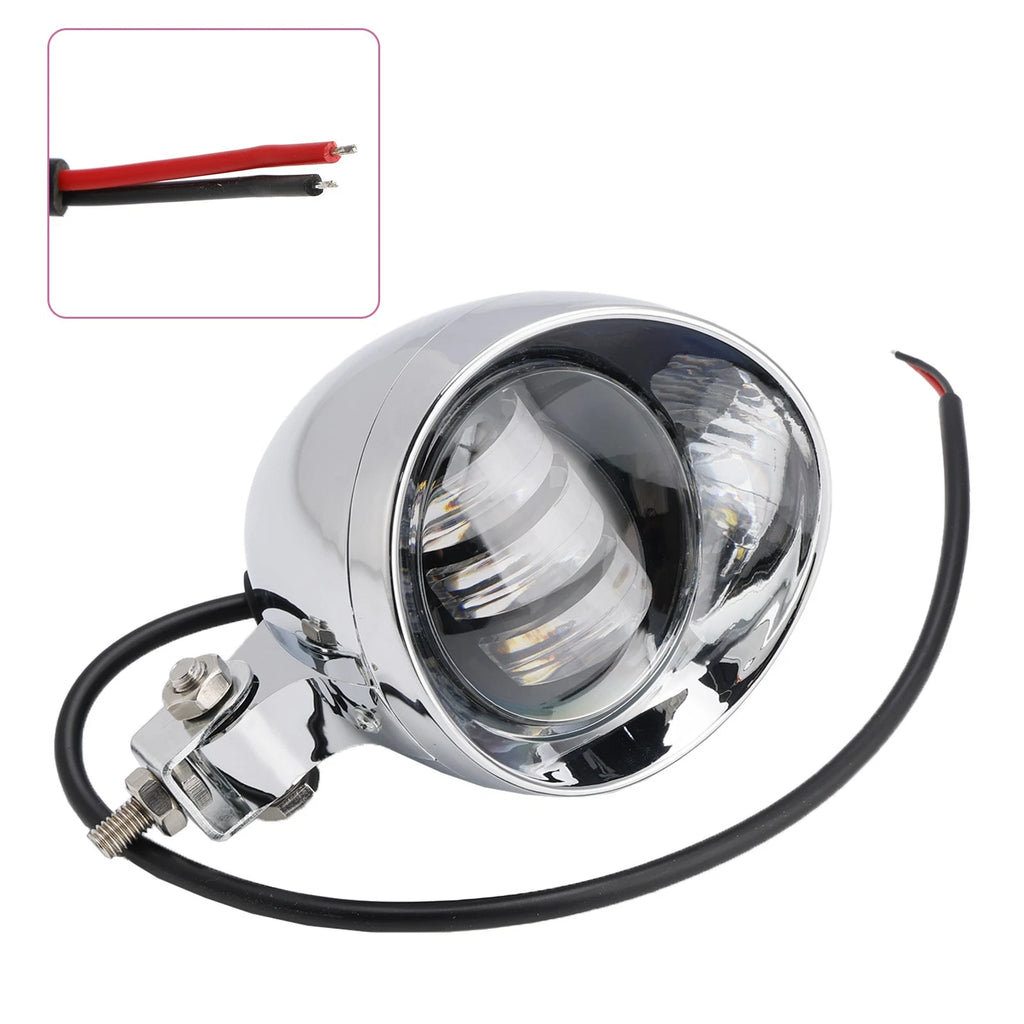 Beam Headlight Fog Lamp for Racer Bobber Chopper (Custom Chrome)