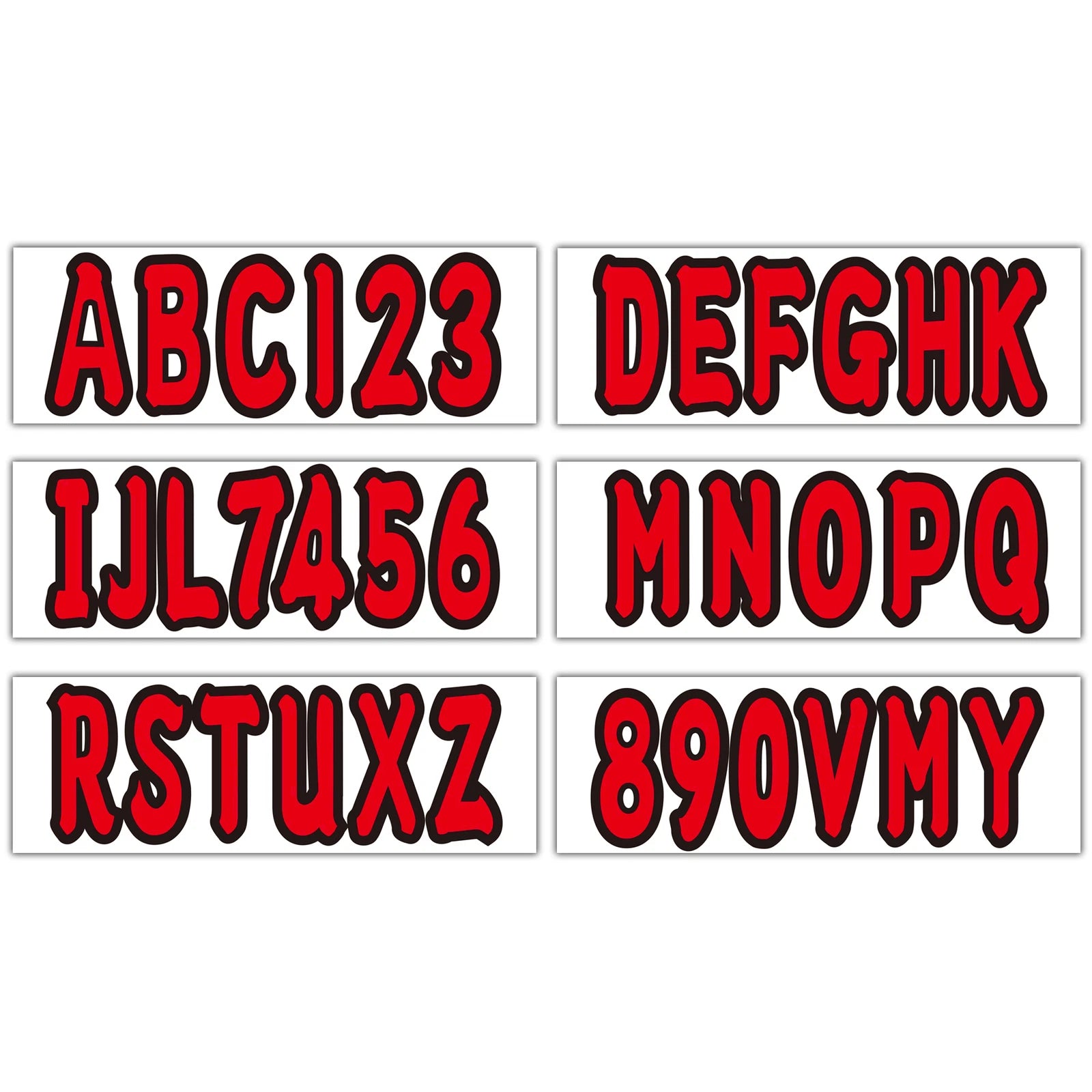 Set of 4 Red Decals A-Z & 0-9 for Boat Registration Stickers