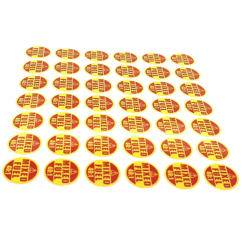 1" Round Mixed Fuel Stickers for Marking Gasoline - Oil Mix in Power Tools