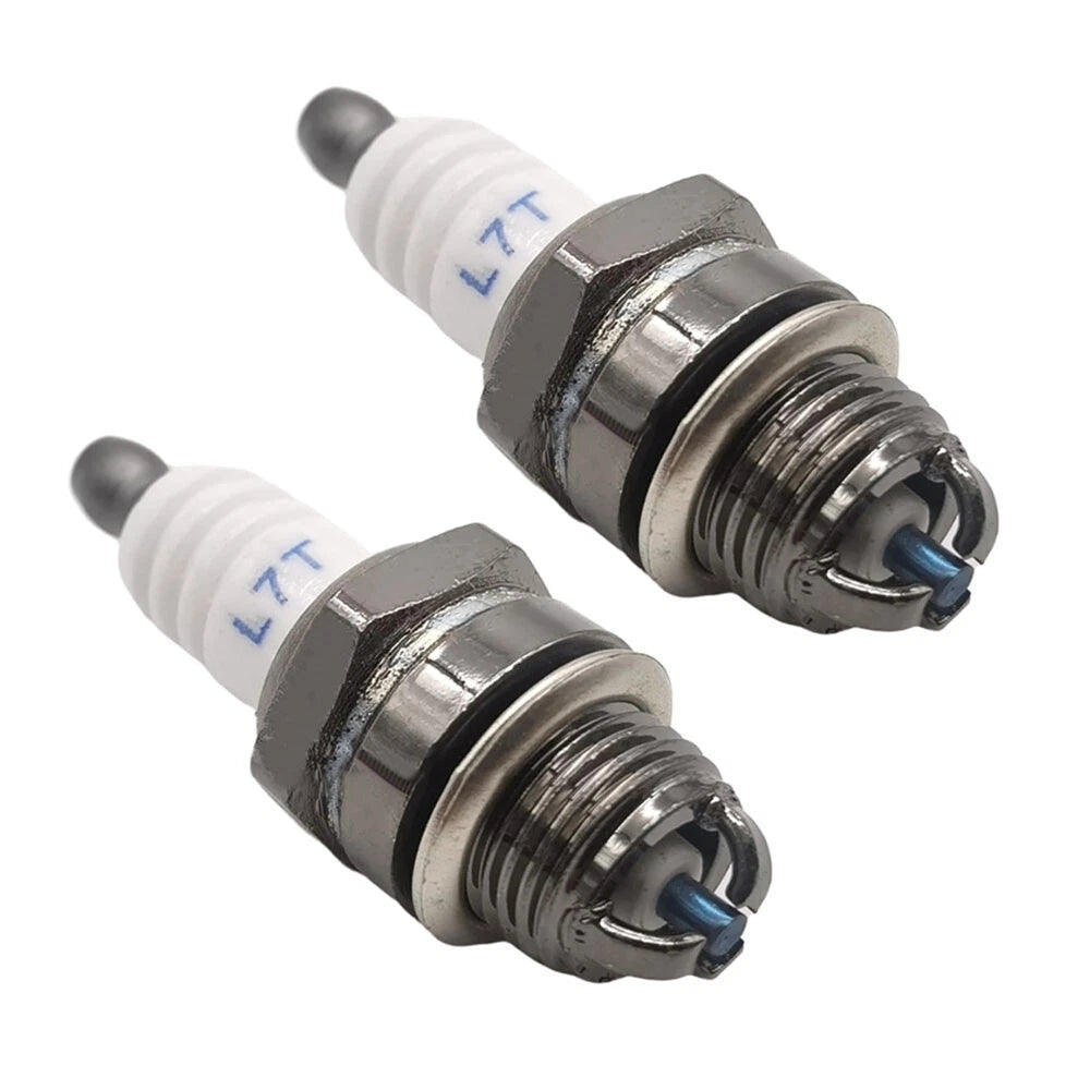 2X 3 Prong Spark Plug L7TC for Chainsaw Lawn Mower Leaf Blower (2-Stroke)