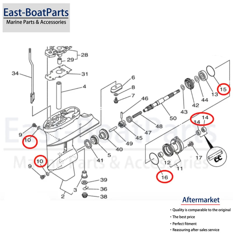 Lower Seal Kit for Yamaha 2 Stroke 6hp 7hp 8hp Outboard (1990–2023)