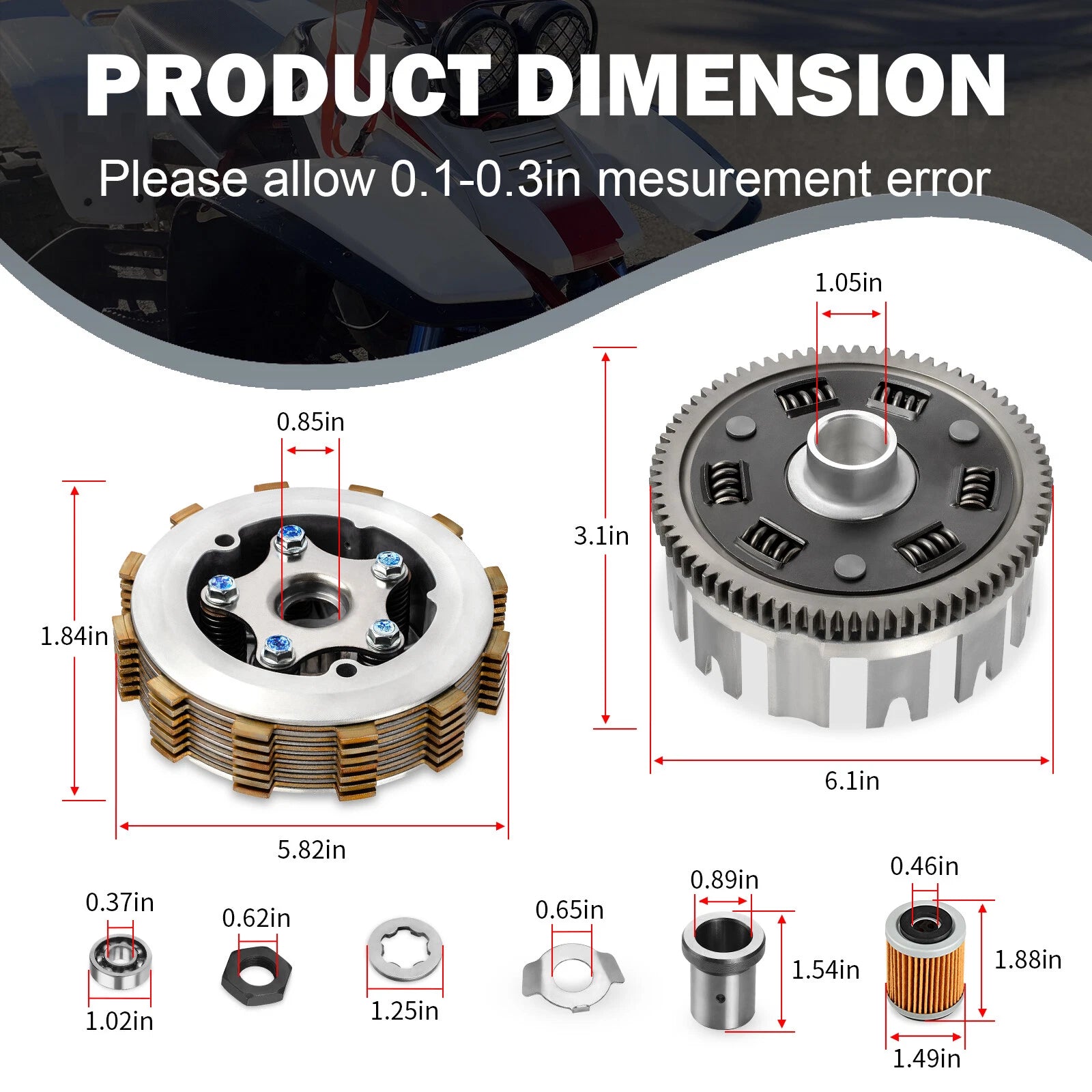 Clutch Kit Assembly w/ Gasket for Yamaha Raptor 350 (2004–2013)