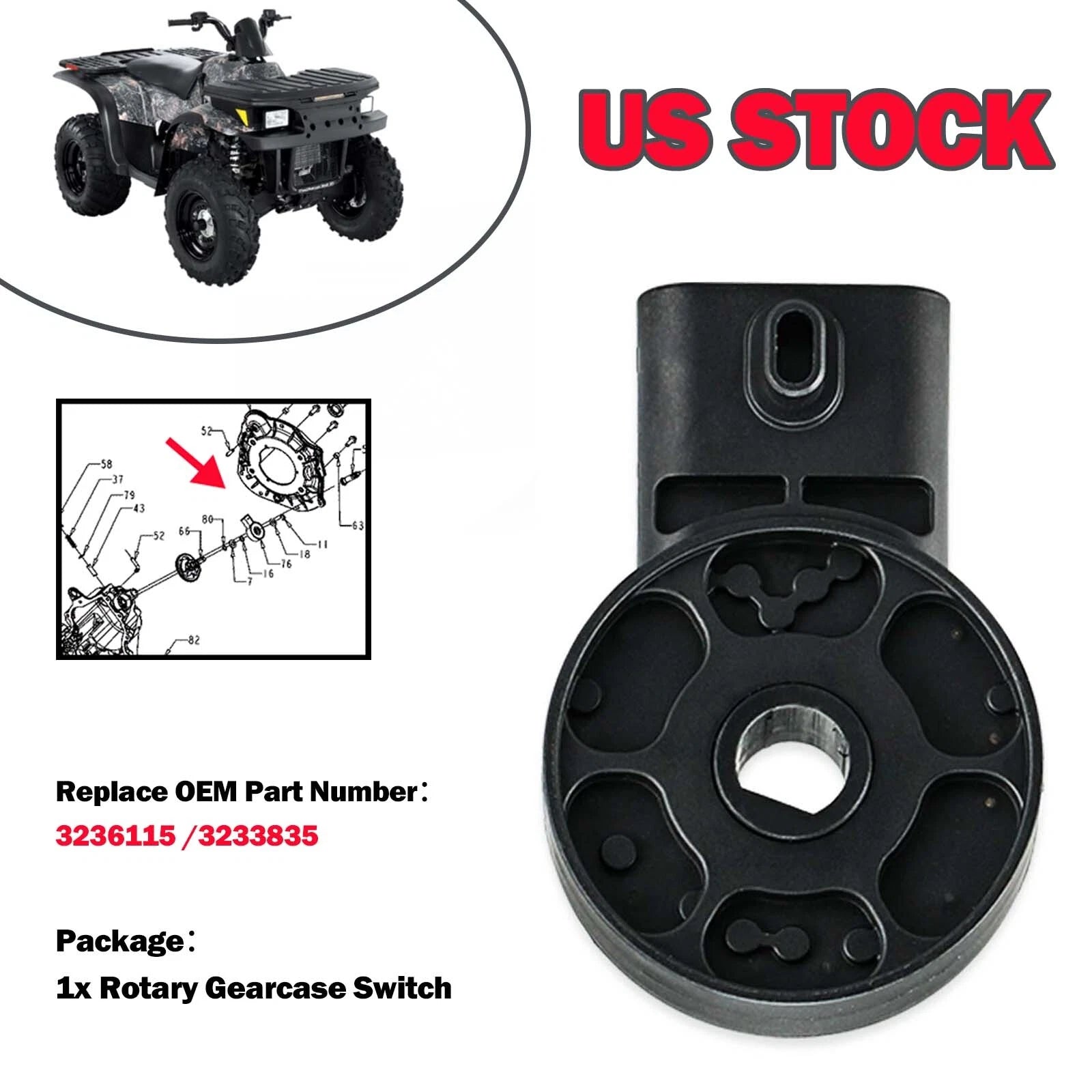 Rotary Gearcase Switch 6 Pin for Polaris Magnum 330 500 (2003–2006)