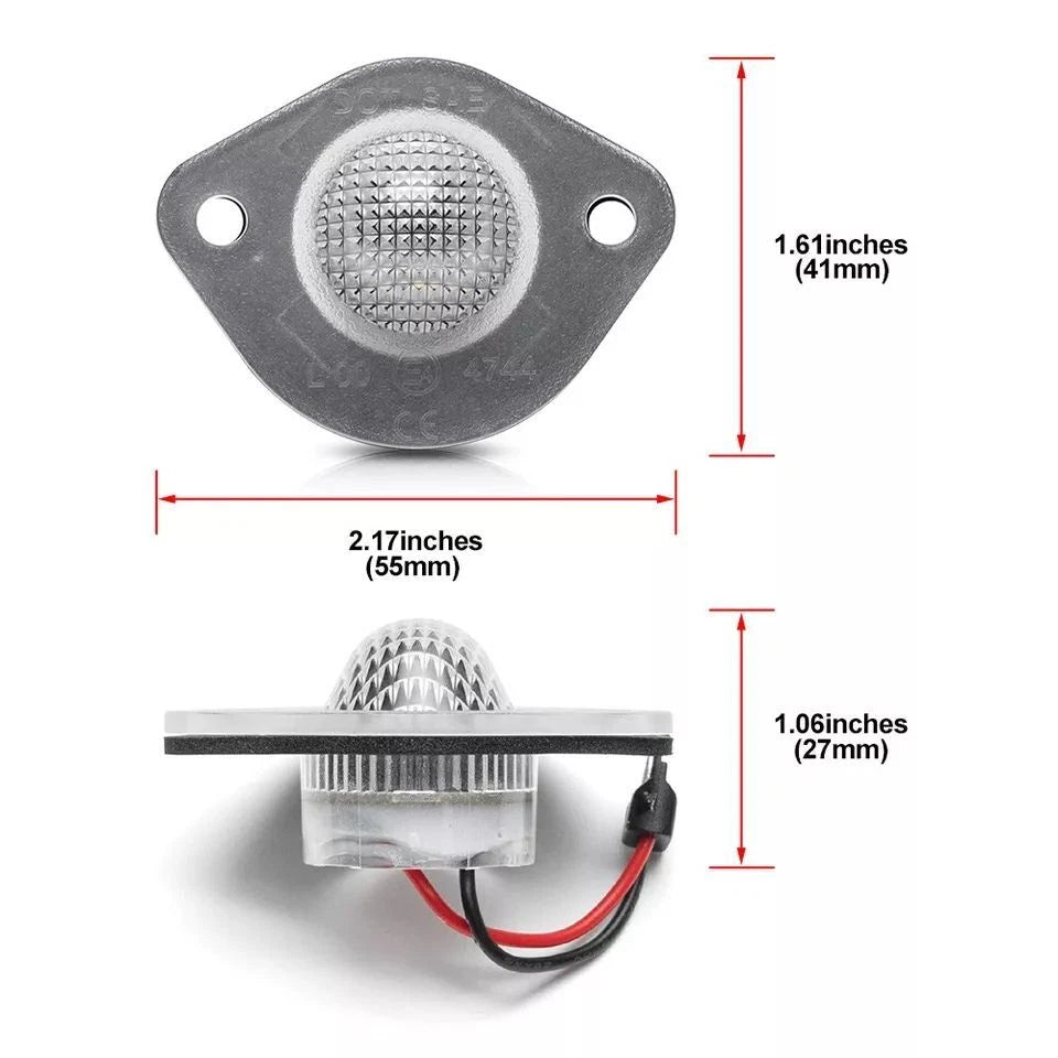 2Pcs White LED License Plate Lights for Ford Mustang (1994–2004)