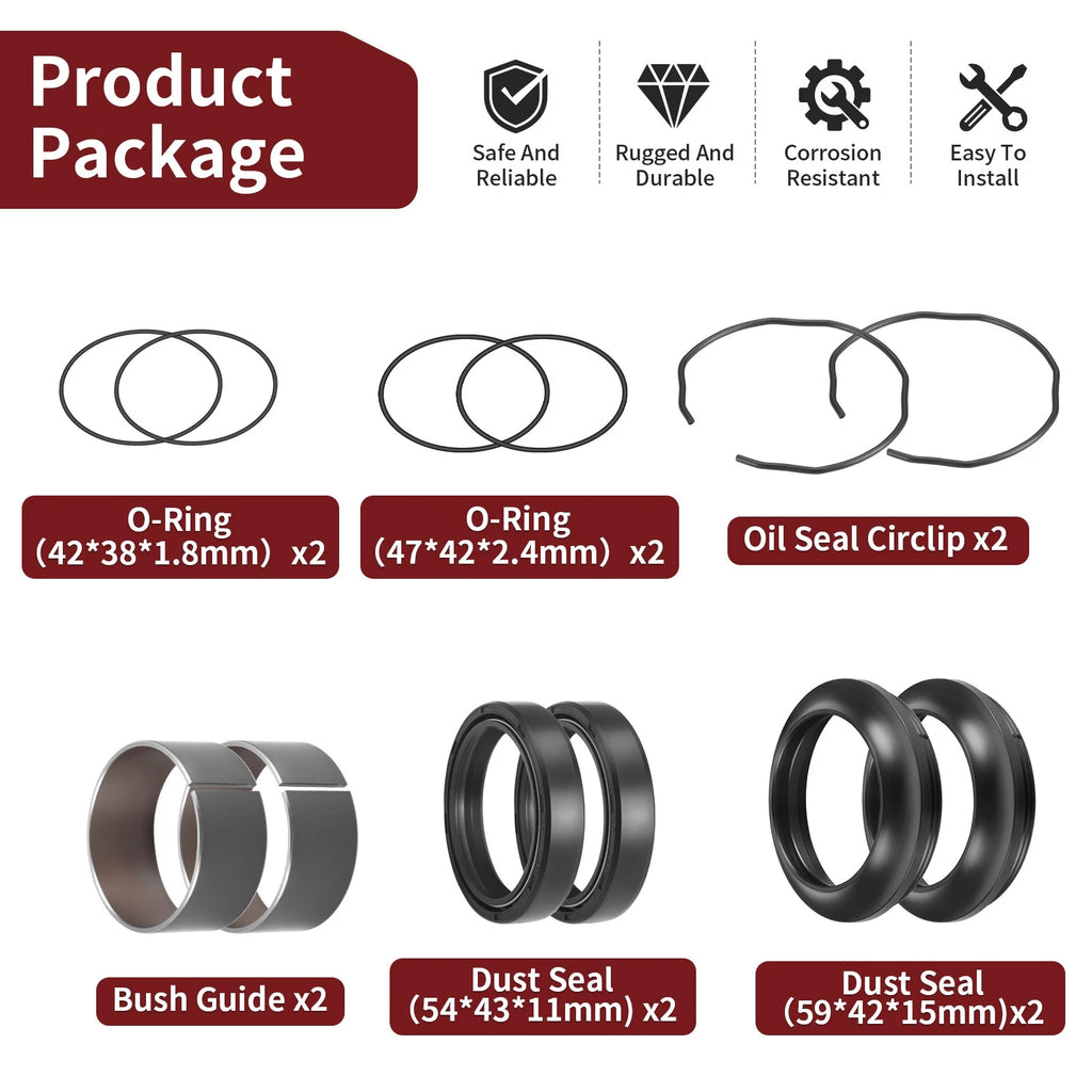 Front Fork Bushing Dust Seal Oil Seal for Suzuki GSX-R1000 (2009–2024) 51173-27G00