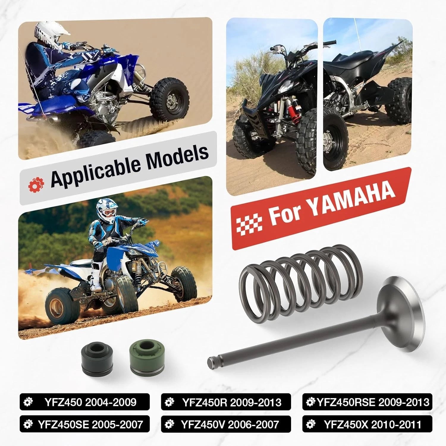 Intake & Exhaust Valve Set with Seal Spring for Yamaha YFZ450 (2004–2023)