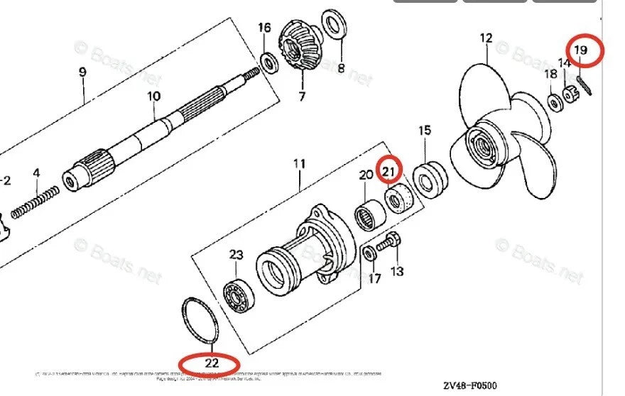 Lower Unit Seal Kit for Honda 8/9.9/10/15/20HP (91252-ZW9-003, 91251-935-004)