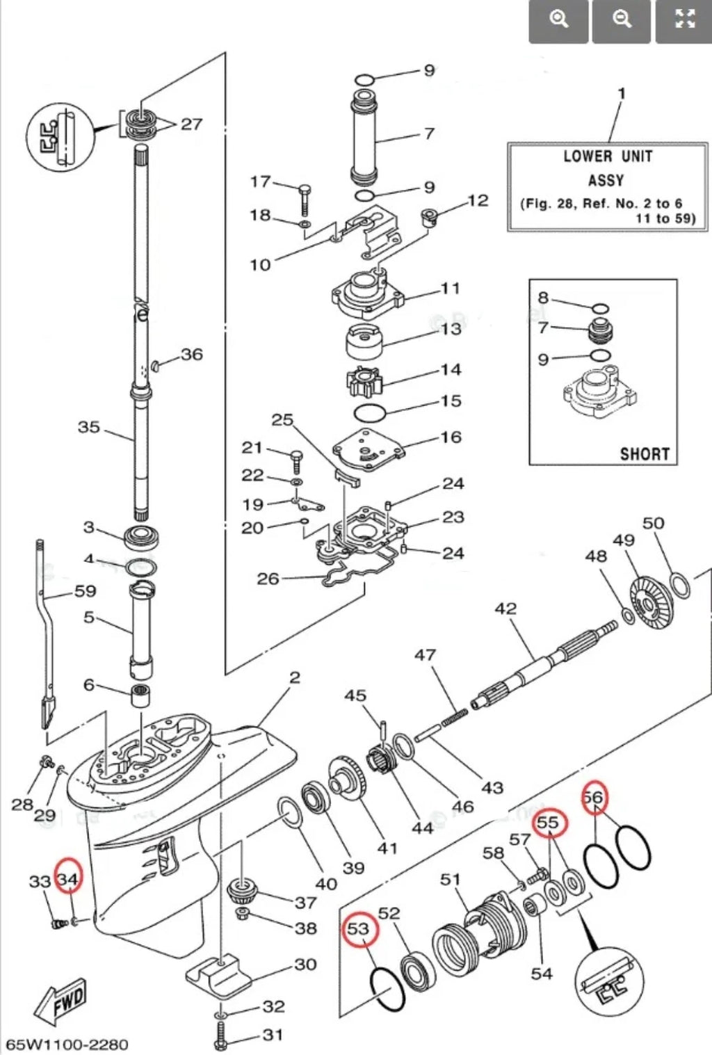 Seal Kit for Yamaha Propeller Shaft Lower Unit (93101-20M07, 93210-65M50, 90430-08003)