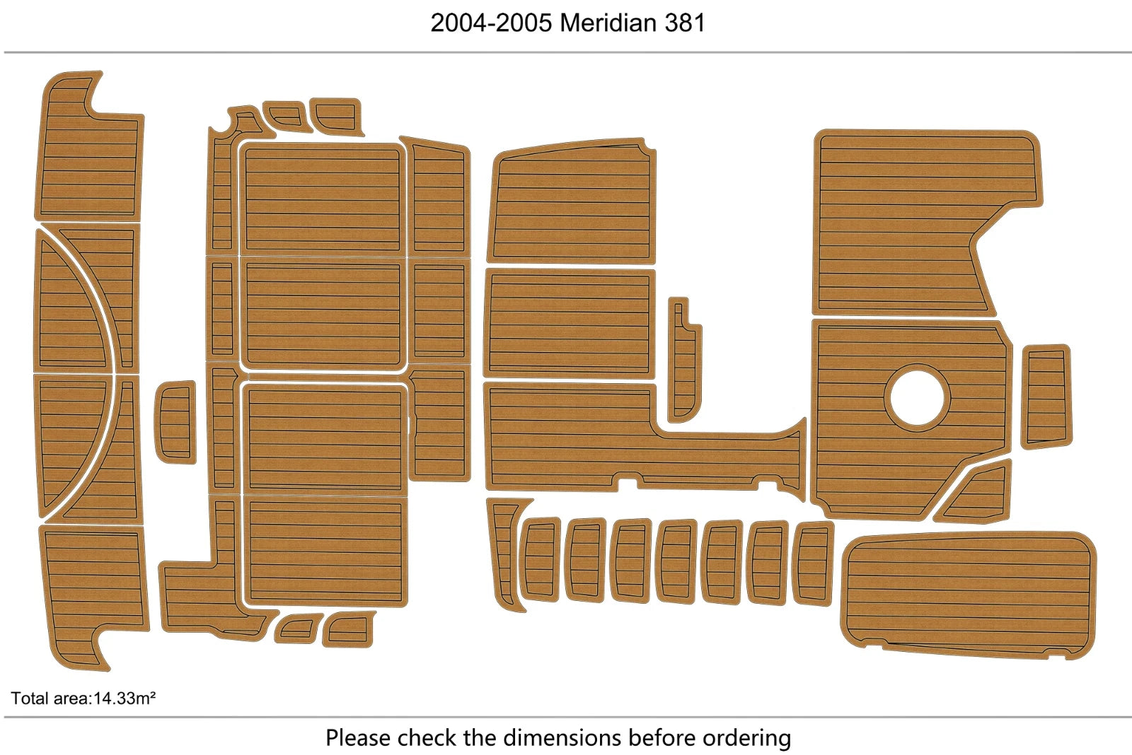 EVA Foam Teak Deck Floor Mat for Meridian 381 (2005)
