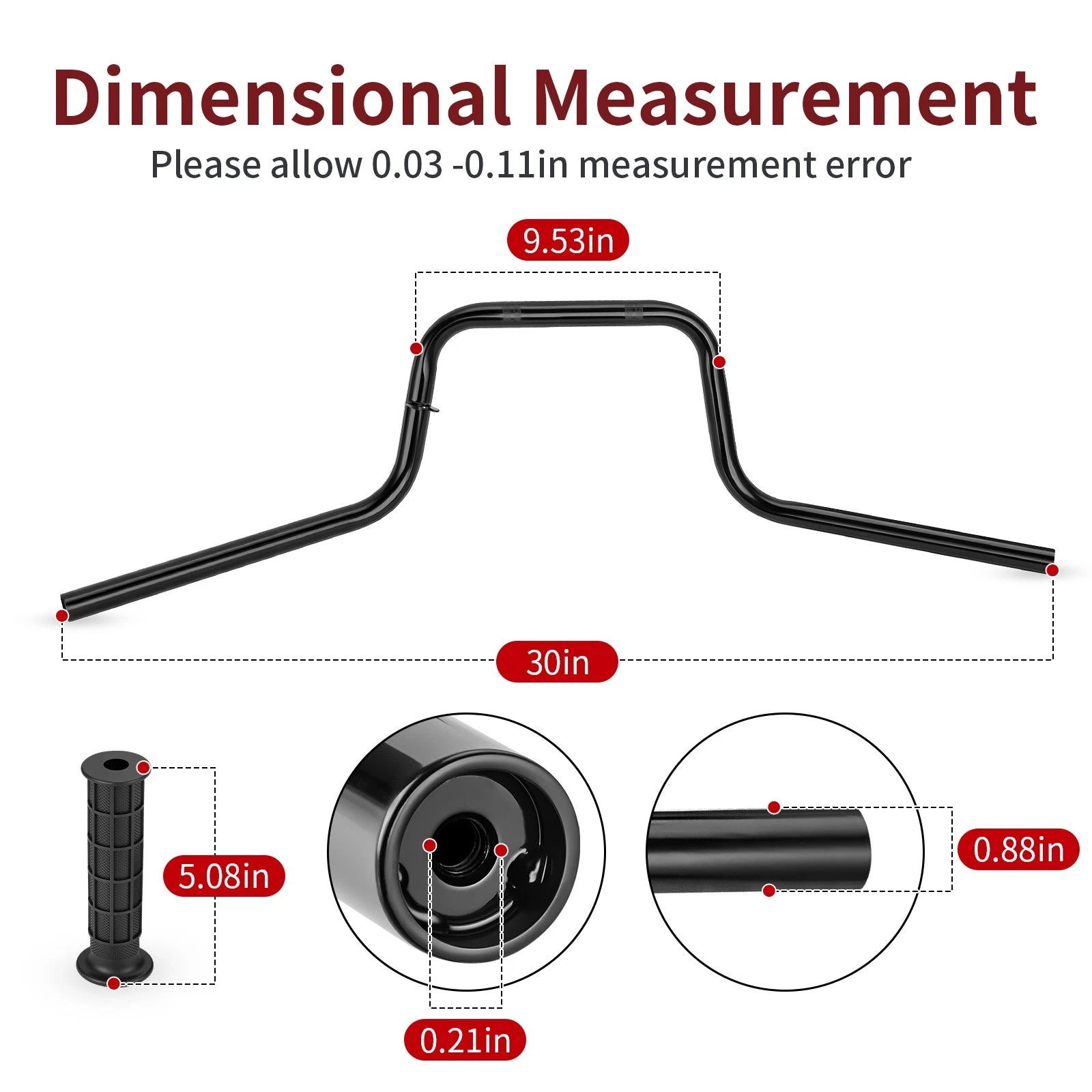 Handlebar w/ Grips Bar End for Honda Foreman Rubicon 500 TRX500FA/FGA (2005–2007)