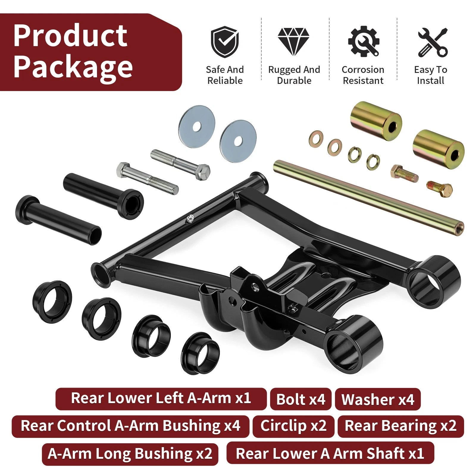 Rear Lower Left A-Arm w/ Control Arm Bushing for Polaris Sportsman 600 (2003–2005)