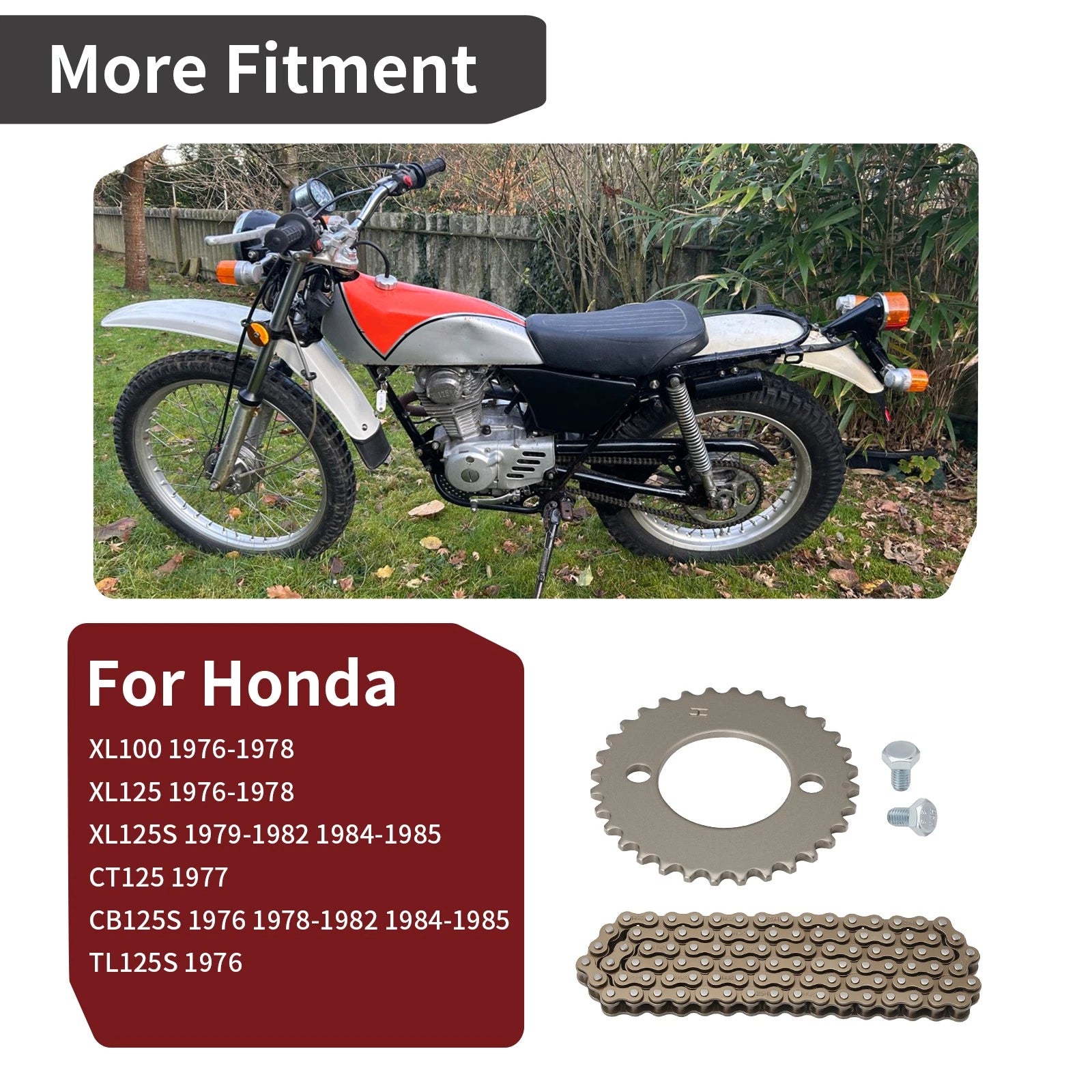 Timing Cam Chain and Sprocket 32T 14401-383-003 for Honda CT125 TL125S (1976–1977)