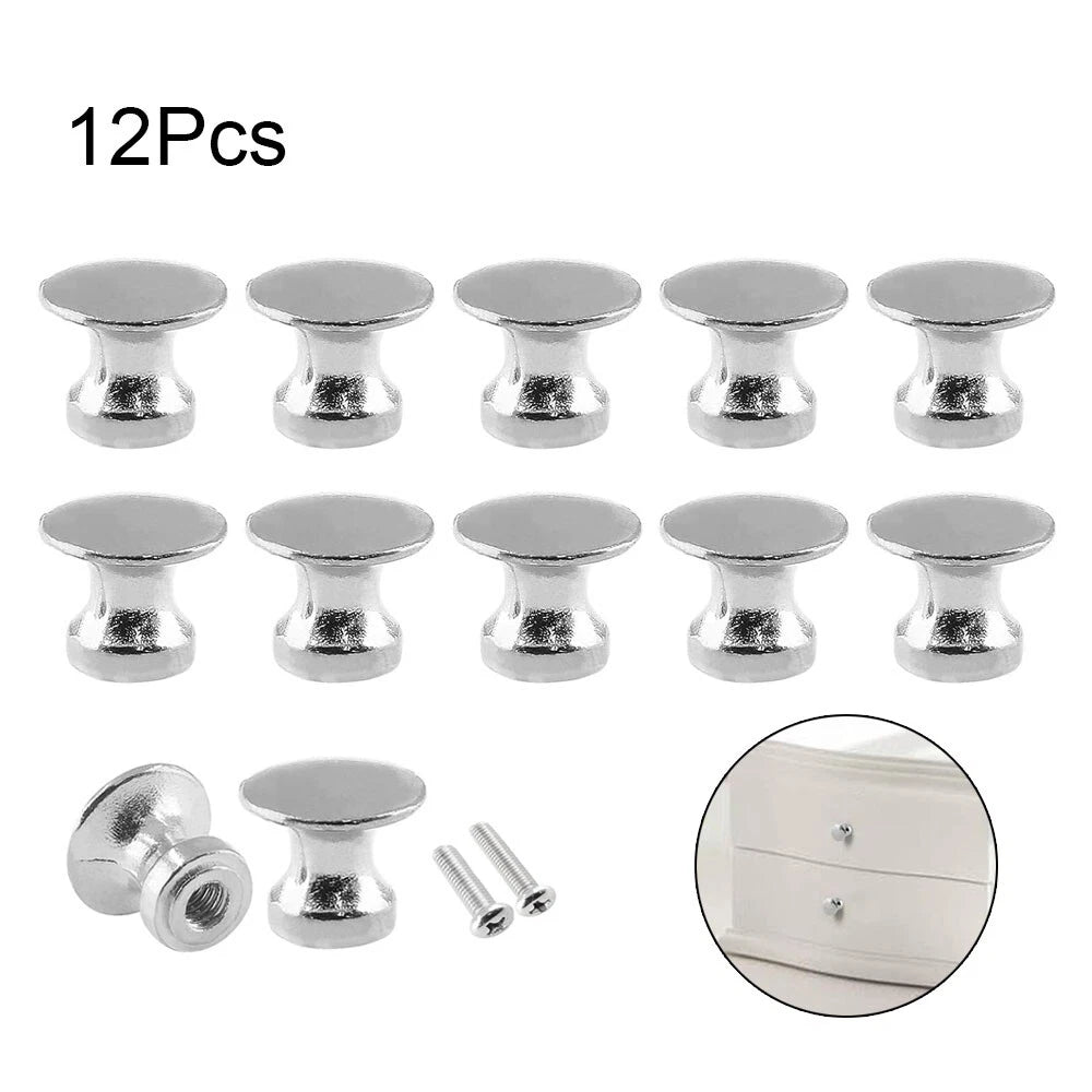12Pcs Silver Vintage Mini Knob Pull Handle for Cabinet Jewelry Box