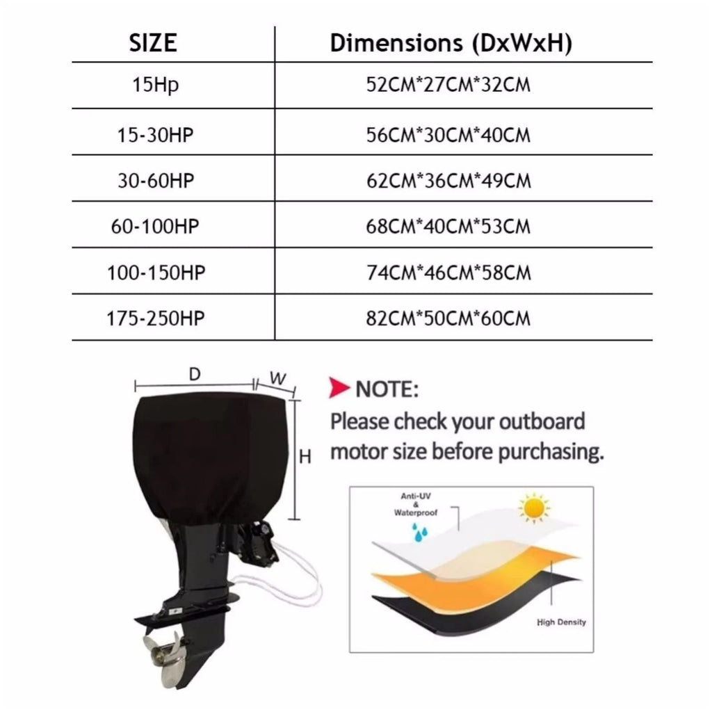 Outboard Boat Engine Cover for 100-150 HP Marine Motor (Waterproof)