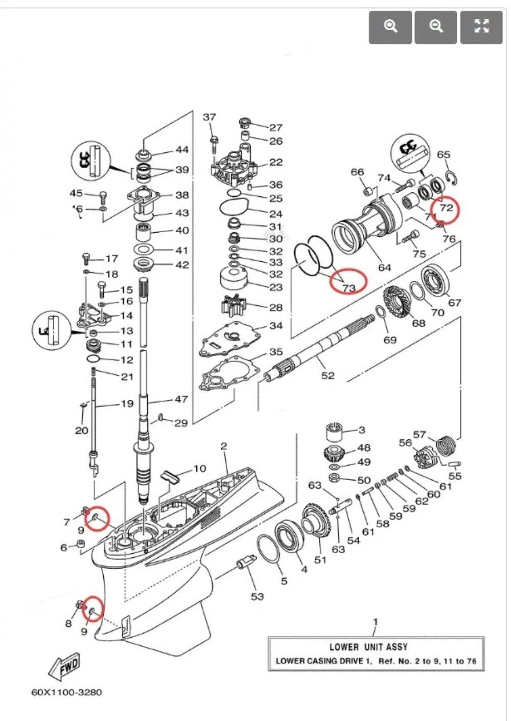 Lower Unit Oil Seal & O-ring 93101-30002 for Yamaha VZ Series (2000–2023)