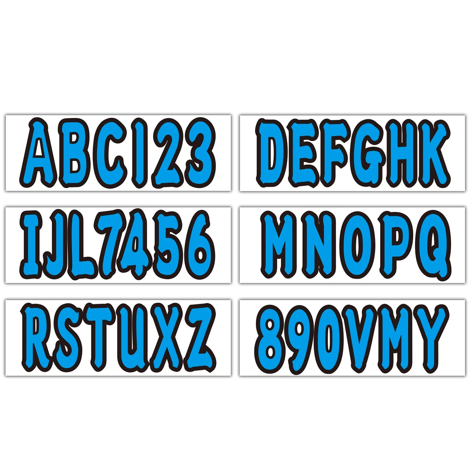 Set of 4 Personalized Boat Registration Decals A-Z & 0-9 Blue