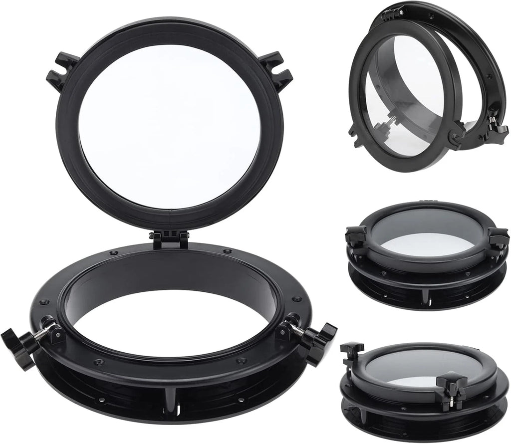 1Pcs Round Opening Portlight Porthole 8" Deck Hatch Window Black