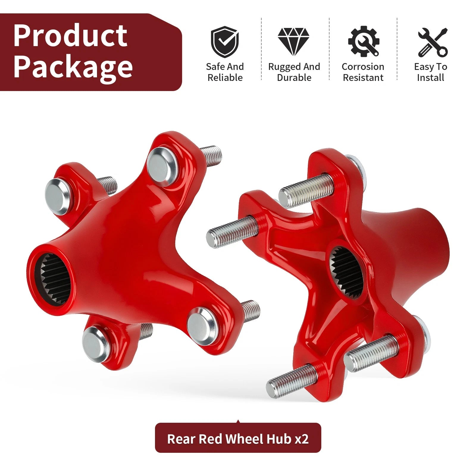 Rear Red Wheel Hubs for Honda TRX250X TRX300X TRX400X TRX250EX TRX300EX TRX400EX (2000–2023)