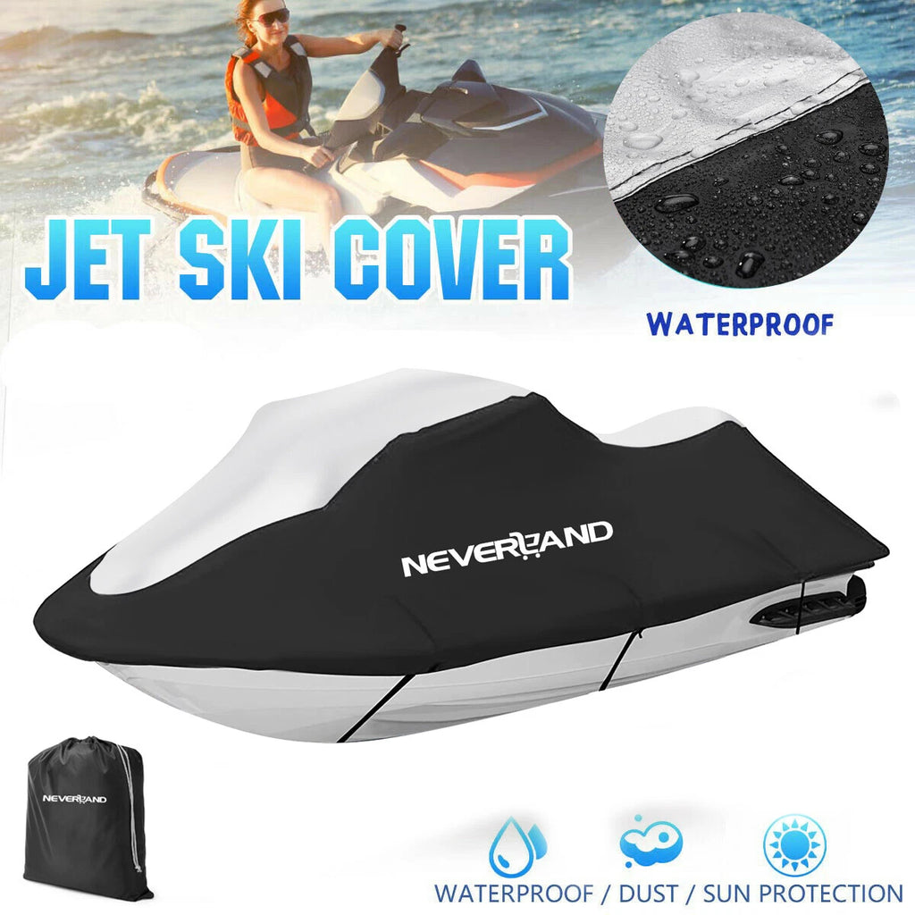 Trailerable Cover for Jet Ski (3.4m-3.7m) Waterproof Heavy Duty Black/Silver