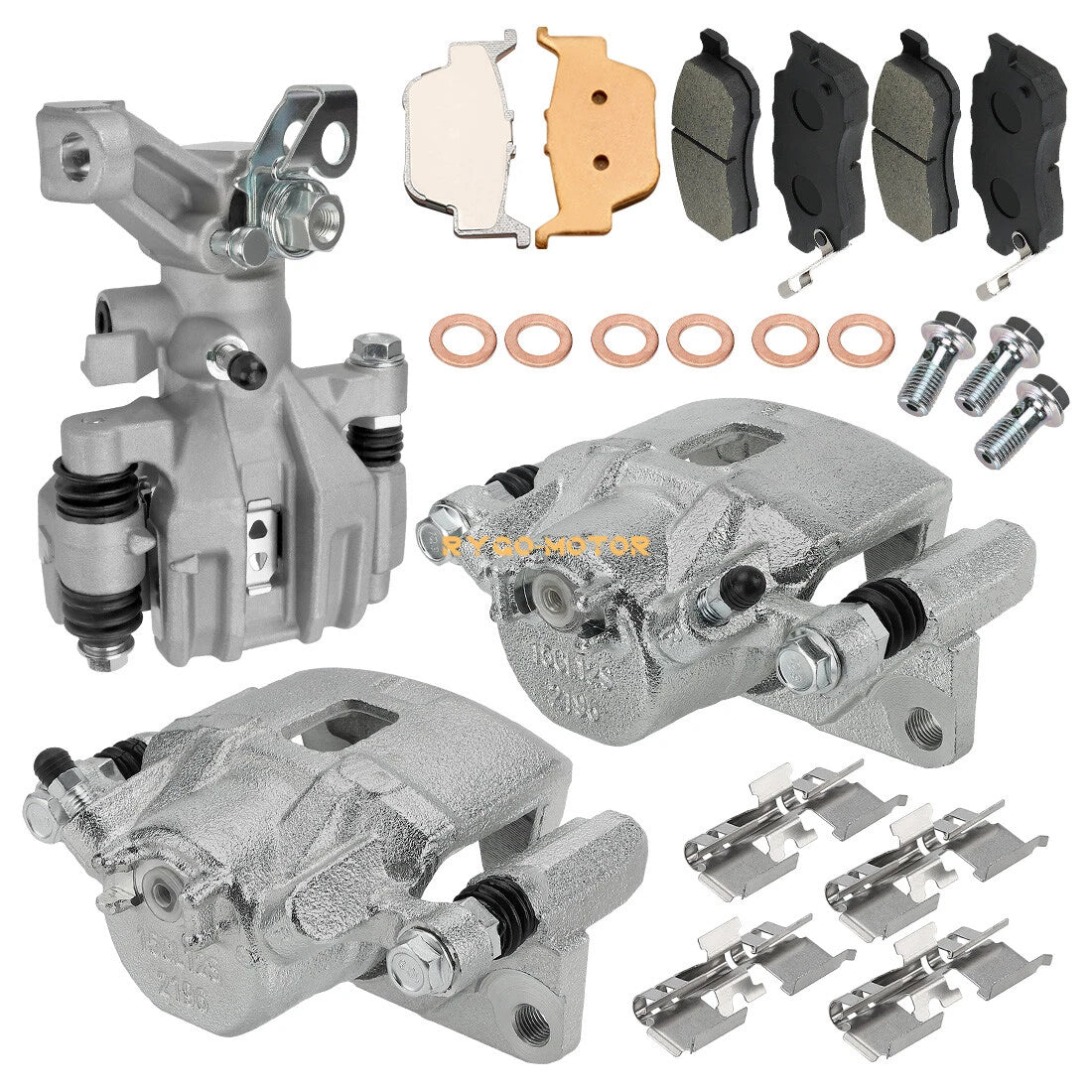 Front & Rear Brake Calipers w/Pads for Honda Pioneer 700 (2014–2023)