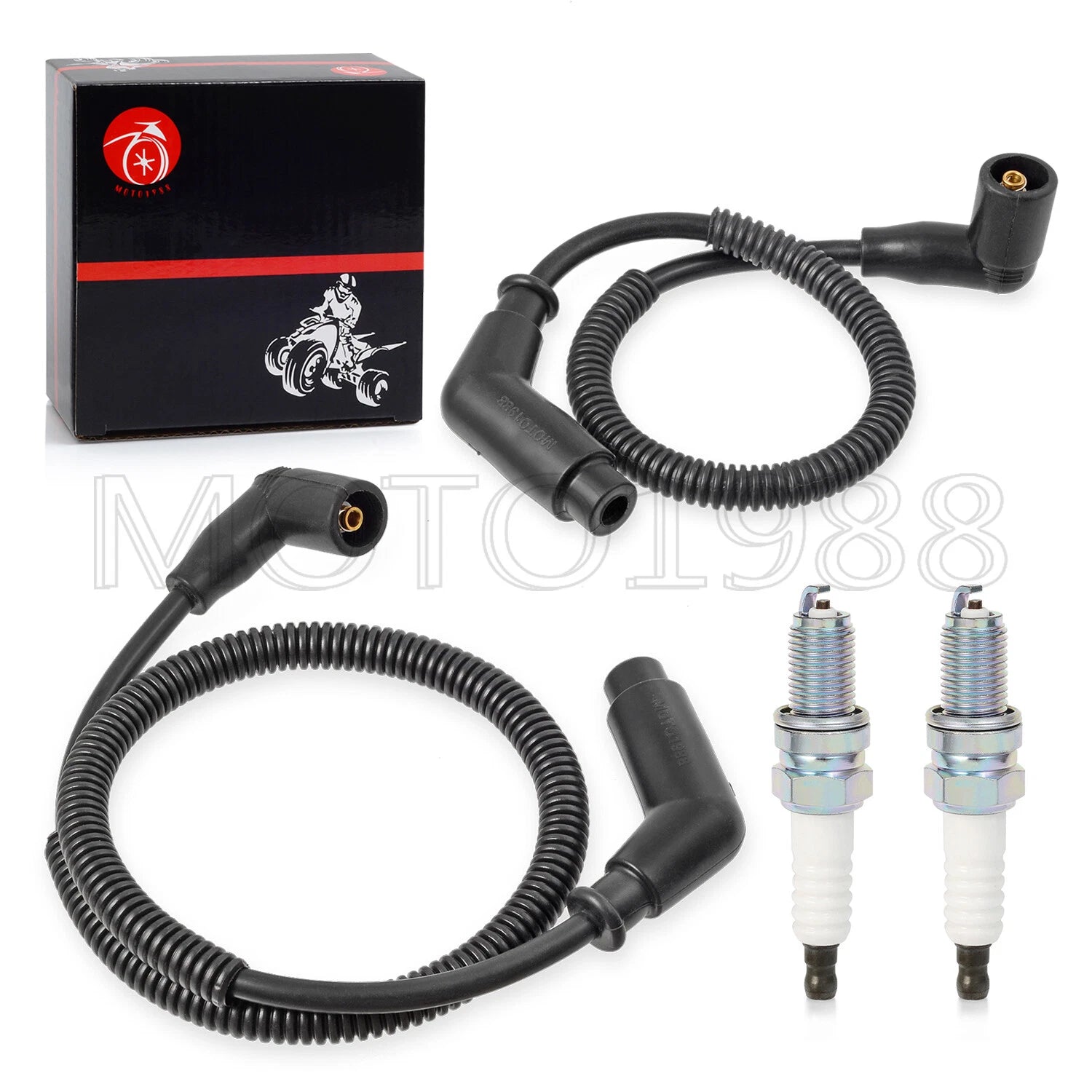 Spark Plug & Wire Cap Set for Can Am Outlander Renegade Commander Max (15in/24.4in)
