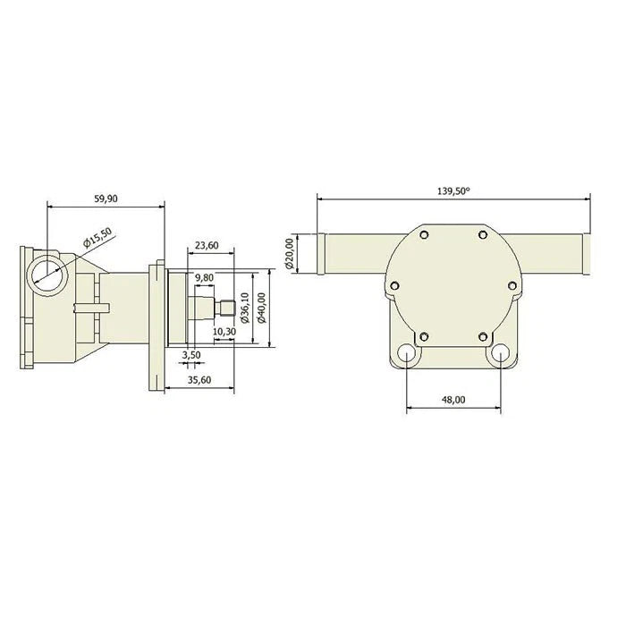 Raw Water Pump for Volvo Penta MD2020A MD2020B MD2020C MD2020D (Replaces 3593654)