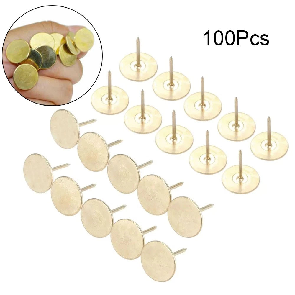 100Pcs Upholstery Nails for Furniture Hardware (Gold)