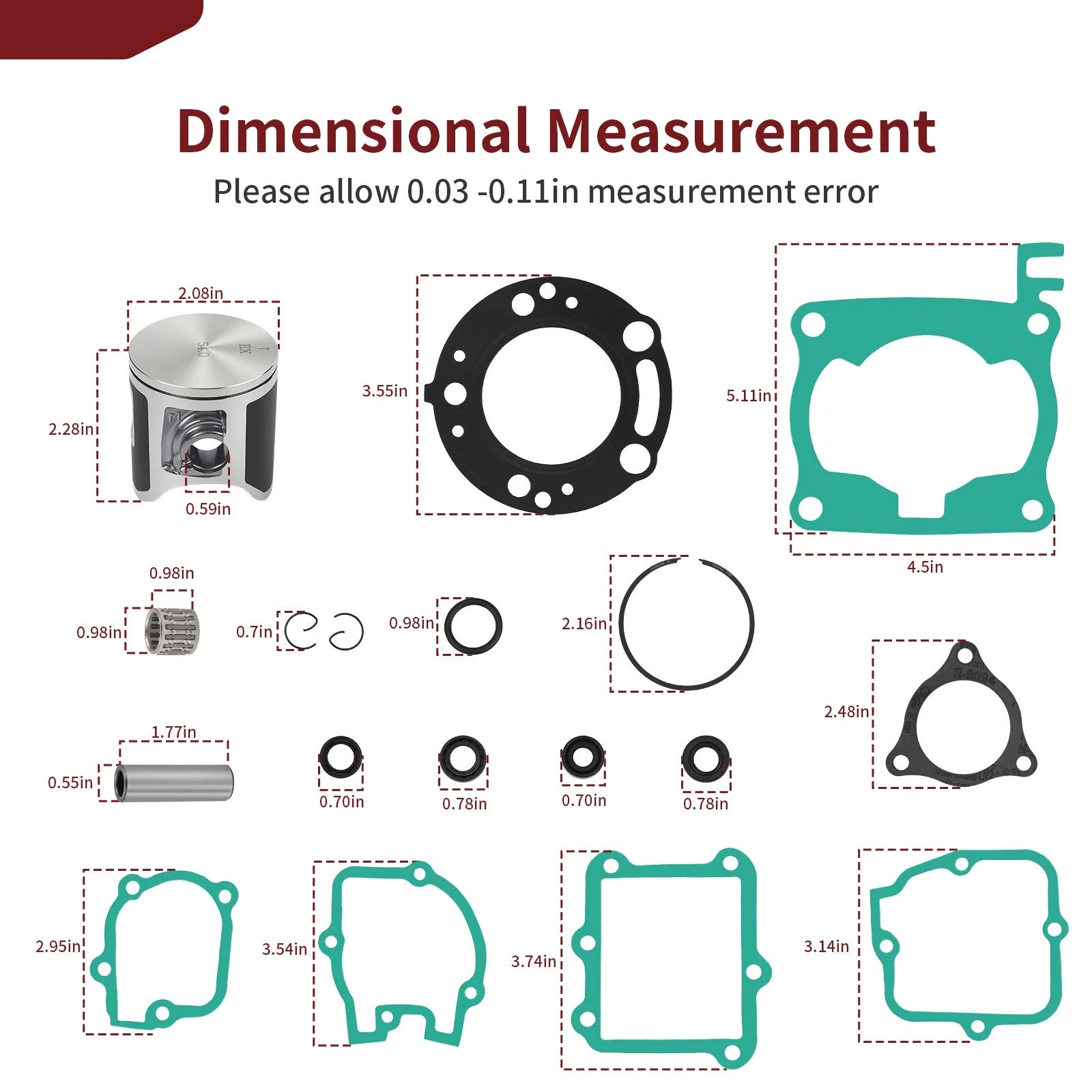 54mm Piston Ring & Gaskets Kit for Honda CR125R (2003–2004)