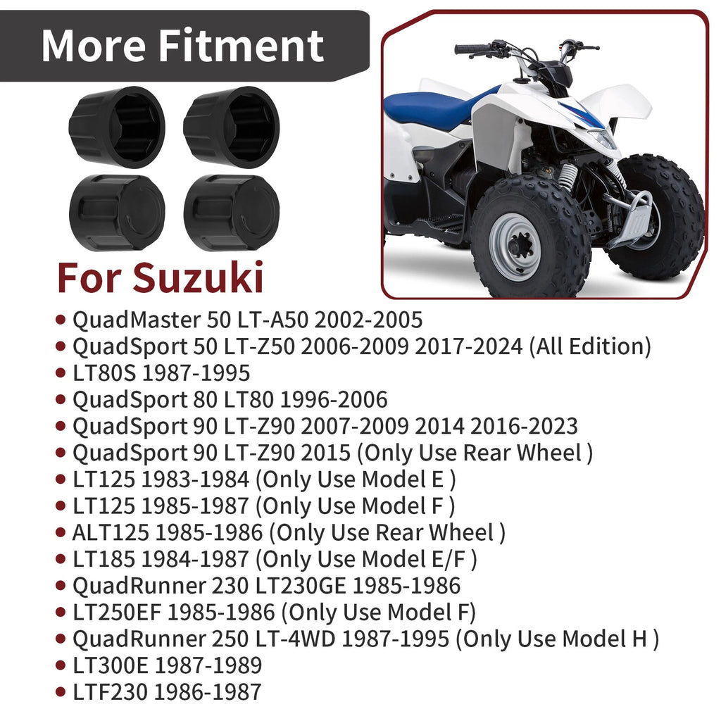 Set of 4 Center Hub Wheel Caps for Suzuki Quadsport 80 Z50 Z90 LT80 LTZ50 LTZ90